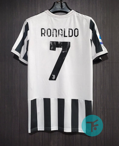 Printed: Ronaldo-7 Juventus Home 21/22, Authentic Quality with UCL Badges