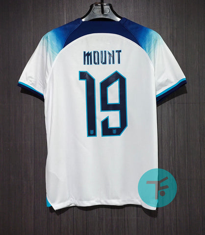 Printed: Mount-19 England Home 2022 FIFA WC T-shirt, Authentic Quality