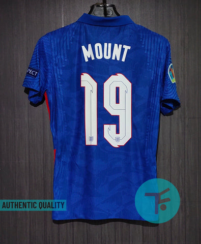 Printed: Mount-19 England Away Euro T-shirt with Euro Badges, Authentic Quality