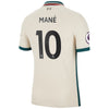Mane 10 x Liverpool Away T-shirt 21/22, Authentic Quality