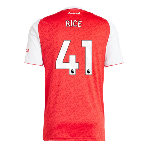 Rice 41 x Arsenal Home T-shirt 25/26, Authentic Quality in EPL Font