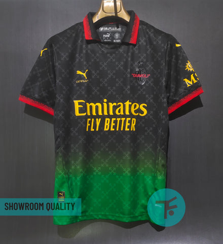AC MILAN X OFF-WHITE 24/25 Black T-shirt Showroom Quality