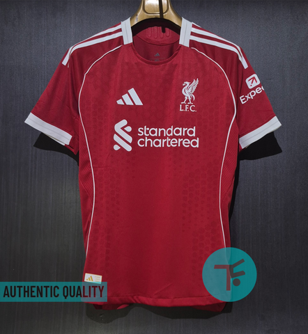 Liverpool Home T-shirt 25/26, Authentic Quality in EPL Font