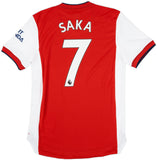 Saka 7 x Arsenal Home T-shirt 21/22, Authentic Quality with EPL Font