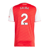 Saliba 2 x Arsenal Home T-shirt 25/26, Authentic Quality in EPL Font
