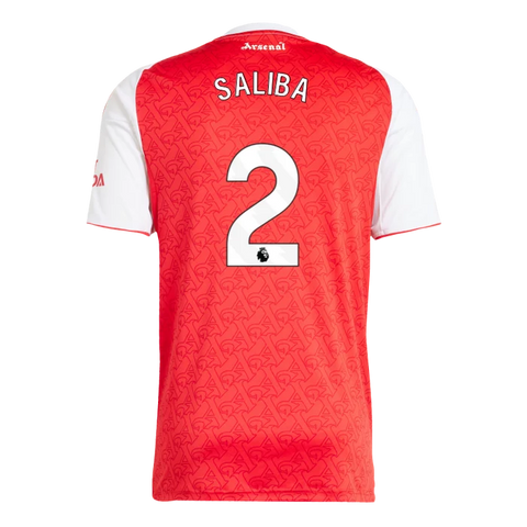 Saliba 2 x Arsenal Home T-shirt 25/26, Authentic Quality in EPL Font