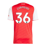 Zubimendi 36 x Arsenal Home T-shirt 25/26, Authentic Quality in EPL Font