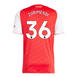 Zubimendi 36 x Arsenal Home T-shirt 25/26, Authentic Quality in EPL Font